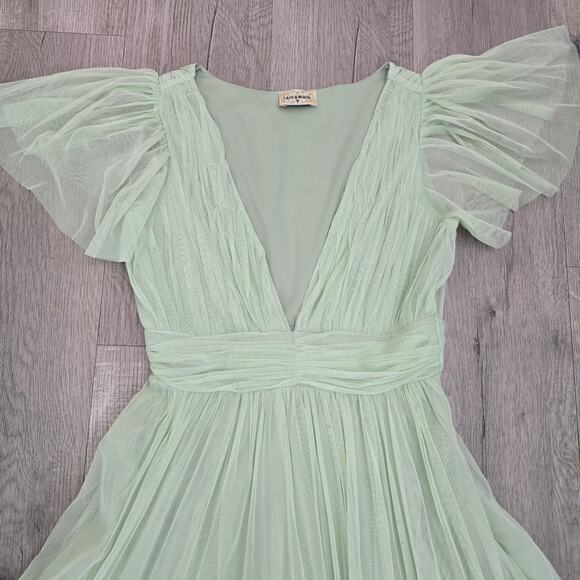 Lace & Beads Mint Green Tulle Midi Dress Fairycore Romantic Sz 8 Wedding Guest - Picture 8 of 12